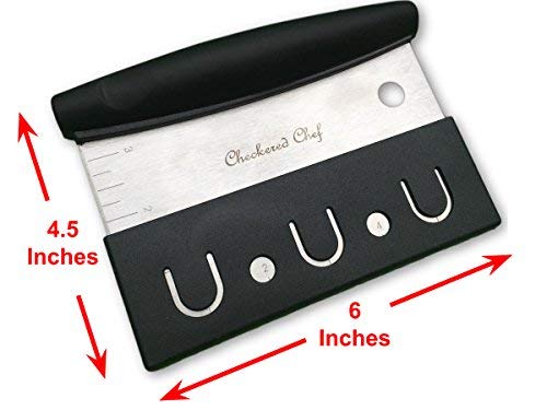 Checkered Chef Dough Scraper - Stainless Steel, Multi-Use Bench Scraper, Icing Smoother, Pasta, Pizza and Pastry Cutter w/Protective Plastic Cover