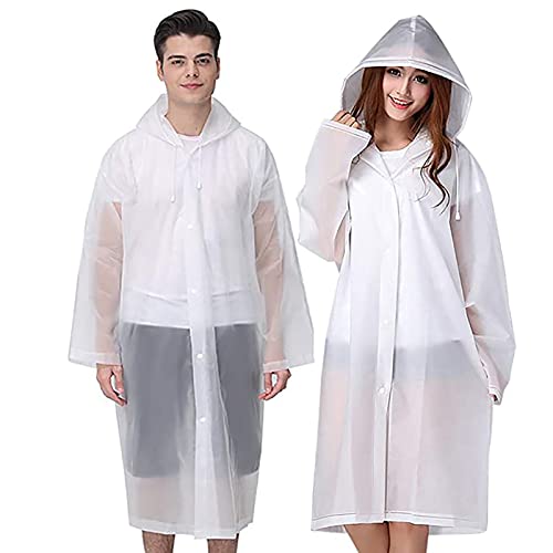 Rain Ponchos, 2 Pcs Rain Coats for Women Men, with Hood，Reusable EVA Rain Ponchos Raincoats.