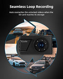 Kussla Dash Cam 1080P FHD Dashcam Front with SD Card, 3”IPS Screen Car Camera Dash Camera with Night Vision, Dashboard Camera for Car 170°Wide Angle WDR G-Sensor Loop Recording Parking Monitor