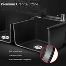 Aterru Kitchen Sink Granite Stone Laundry Sinks Single Bowl Top Under Mount Black 410x410mm