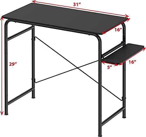 SHW Small Gaming Home Office Computer Desk with Shelf, Black