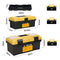 ZHJAN Tool Box set, 30cm + 41.5cm Large Tool Box, new PP material/double locking/with removable tray and small storage box, black/yellow