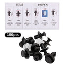 100Pcs Car Body Trim Clips HE26 Car Retainer Clips & Plastic Fasteners Kit - 6 Kinds Nylon Bumper Auto Push Pins Rivets Set Universal Auto Clips Fasteners Tools for G-M