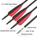 ZSHJGJR 31 Inch Archery Carbon Arrows Spine 500 Hunting Arrows with Removable Tips 4" Natural Feather Fletching Targeting Arrows for Compound & Recurve & Traditional Bow 6/12pcs (12pcs)