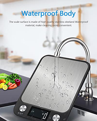 Digital Food Scale, Kitchen Scales with LCD Display Waterproof Multifunction, Weight Grams & Oz for Baking, Cooking, Meal Prep, and Weight Loss, 1g/0.05oz Precise Graduation(Batteries Included)