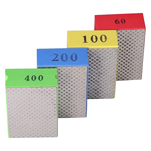 CHICIRIS 4Pcs Diamond Sanding Block, Diamond Hand Tile Polishing Pads, Sanding Pads Tiling Tools, Sandpaper Block 60# 100# 200# 400#, for Tile, Stone, Glass, Metal, Wood Trimming Deburring