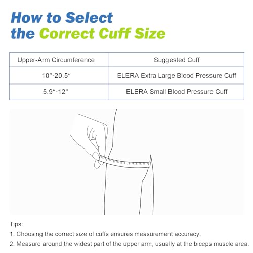 Extra Large Blood Pressure Cuff, ELERA Replacement Extra Large Cuff Applicable for 9”-20.5” Inches (22-52CM) Big Arm, Cuff Only BP Machine Not Included