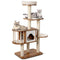 Costway Cat Tree Tower, Multi-Level Cat Tree with Sisal Scratching Post, Condo, Padded Plush Perch & Detachable Soft Cushions, Large Cat Stand Climbing Furniture & Play Center for Large Cats (Beige)