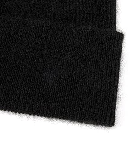 100% Pure Cashmere Beanie for Women and Men, Cuffed Warm Hat with Gift Box, Black, One Size