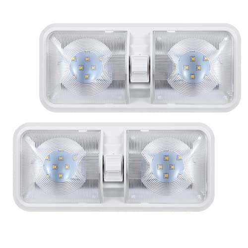 12 Volt LED RV Lights with ON/Off Switch - Daylight 6500K 8W 600LM, Interior Lighting for RV Boat Motorhome Caravan - Pack of 2