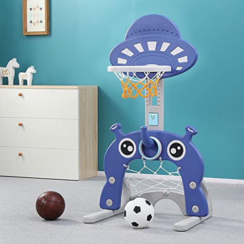 Kids Basketball Hoop Set Stand 5-in-1 Sports Activity Centre Indoor Outdoor