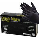 Packware Nitrile Disposable Black Gloves - Latex & Powder Free Work Gloves - Non-Sterile Natural Rubber Gloves for Medical Use, Sensitive Skin, Cleaning and General Use - 100pcs (Large) Black