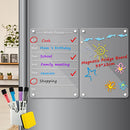 2Pcs Acrylic Magnetic Calendar for Fridge, 13"x8.7" Reusable Clear Dry Erase Whiteboard Calendar with 4 Pens and Eraser, Monthly and Weekly Non-slip Meal Planner Board for Refrigerator (B)