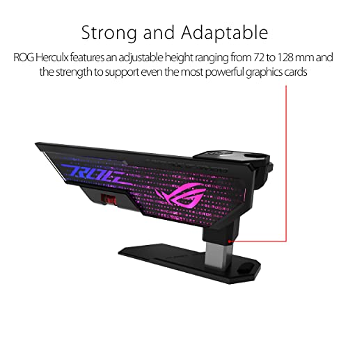 ASUS ROG Herculx Graphics Card Anti-Sag Holder Bracket (Solid Zinc Alloy Construction, Easy Toolless Installation, Included Spirit Level, Adjustable Height, Wide Compatibility, Aura Sync RGB)