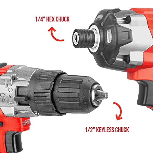 TOPEX 20V Cordless Combo Kit Hammer Drill & Impact Driver w/Fast Charger