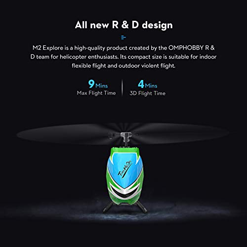 OMPHOBBY M2 Explore RC Helicopter for Adults Dual-Brushless Motor Direct-Drive 6CH RC Helicopters with Adjustable Flight Controller,3D Flight Remote Control Plane Outdoor New Version BNF-Racing Yellow