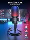 Gaming PC Microphone, Fifine AmpliGame USB Desktop Condenser RGB Control Mic for Recording Streaming Podcast YouTube on Mac/Computer/PS4/PS5, with Mute Button, Mic Gain, Headphone Jack, Monitoring-A8