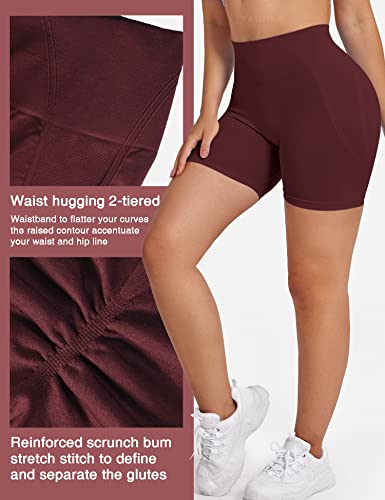 YEOREO Dora Seamless Scrunch Workout Shorts for Women High Waisted Butt Lifting Gym Yoga Biker Shorts, 0 Rosewood, Small