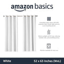 Amazon Basics Room Darkening Blackout Window Curtains with Grommets - 132 x 160 cm, White, 2 Panels