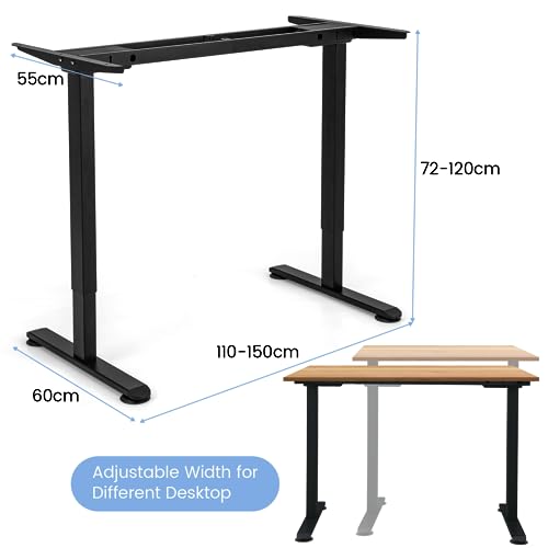 Giantex Electric Dual-Motor Stand up Desk Frame, Width & Height Adjustable Base, Anti-Collision Protection, Ergonomic Sit Stand Workstation, w/Memory Controller, Cable Tray, for Home Office (Black)