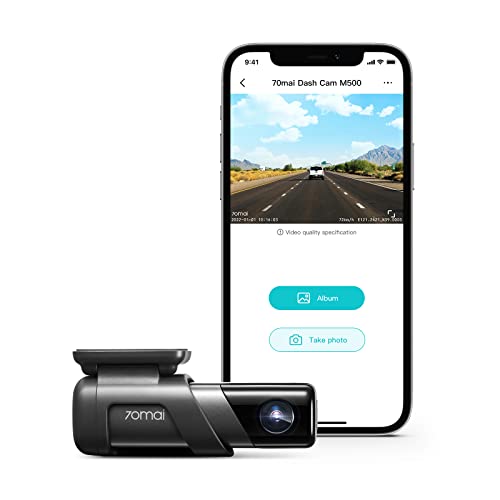 70mai True 2.7K 1944P Dash Cam M500, eMMC Built-in 32GB Memory, Powerful Night Vision with HDR, 170° FOV, 24H Parking Monitoring, Time Lapse Recording, Built-in GPS, ADAS, App Control