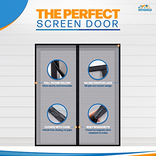 Magnetic Screen Door, French Door, Durable Fiberglass Double Door Screen Mesh Curtain to Keep Bugs Out