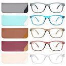 Fetrrc Reading Glasses Blue Light Blocking, Computer Readers for Women/Men, Anti Glare/Fatigue Clear Fashion Square Eyeglasses 5 Pairs ( Mix Colors, 2.0 )