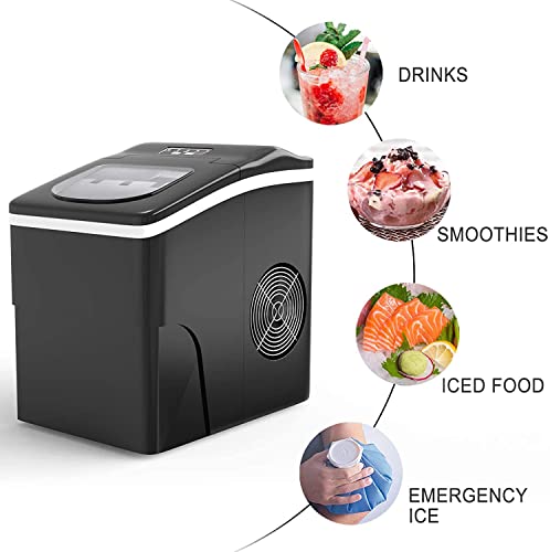 Ice Maker 2.2L Machine for Countertop, Portable Ice Cube Makers for Home/Office/Bar, Ice Cube Ready in 6-13 Mins (Black)