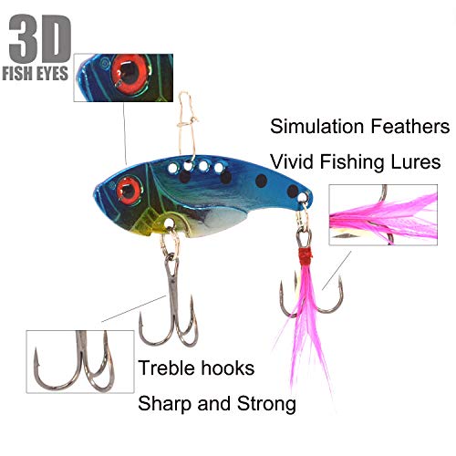WANBY Proven Explosive Color Special Spinner Spoon Swimbait Vibrating Jigging Freshwater Saltwater Fishing Lures with Hook Fishing Tackle for Trout Bass Salmon（7Pcs）