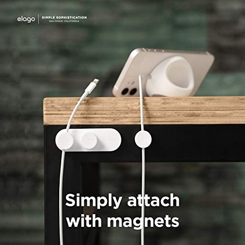 elago Magnetic Cable Management Buttons, Organize 3 Cables, Powerful Magnets, Reusable Sticker Attaches to Surface, Desk Organization (White)