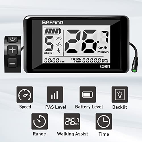eBike Display C961 for BAFANG BBS01B BBS02B BBSHD Motor Electric Bike Bicycle Ebike Computer with PAS UART Protocol