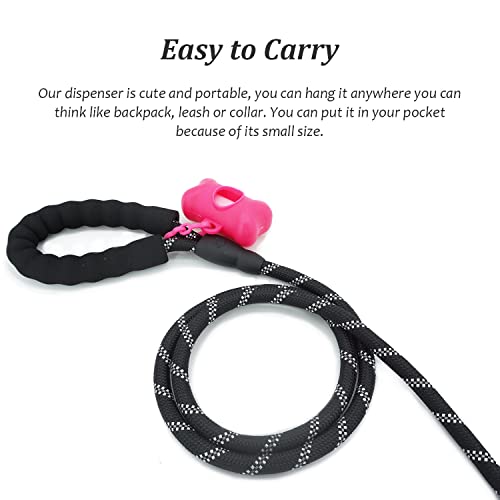 ZENVALY Dog Waste Bag Dispenser, Portable Waste Bag Dispenser for Hanging Dog Waste Bags, Bag Dispenser for Attaching to the Dog Lead with 1 Roll, Leak-proof Dog Waste Bags, Pink