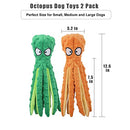 Dehlso Dog Squeaky Toys Octopus - No Stuffing Crinkle Plush Dog Toys for Puppy Teething, Durable Interactive Dog Chew Toys for Small, Medium and Large Dogs Training and Reduce Boredom, 2 Pack