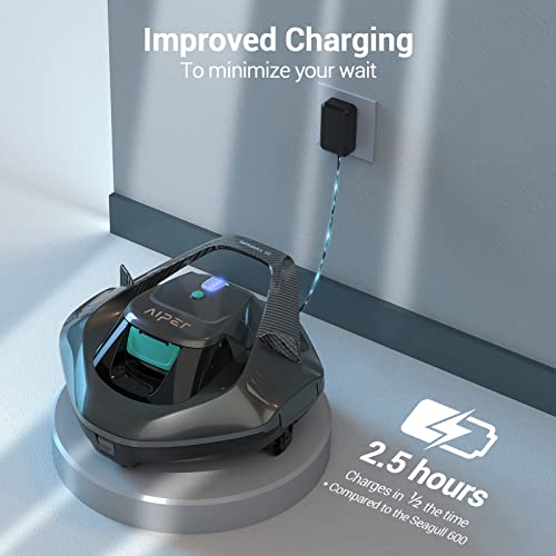 AIPER Seagull SE Cordless Pool Cleaner Robot, Robotic Pool Vacuum Lasts 90 Mins with LED Indicator, Automatic Self-Parking, for Flat Above-Ground Pools up to 80m²