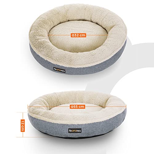 FEANDREA Dog Bed, Dog Sofa, Cat Bed, Donut Shape, Round, 55 cm Dia, Grey PGW55G