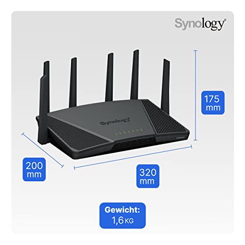 Synology RT6600ax Tri-Band Wi-Fi 6 Router - Quad-Core 1.8 GHz, 1 GB DDR3, Synology SSL VPN