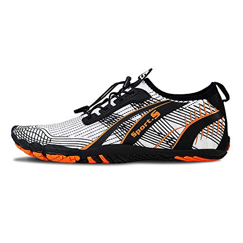 WateLves Water Shoes for Men Women Barefoot Quick-Dry Aqua Sock Outdoor Athletic Sport Shoes Kayaking Boating Hiking Surfing Walking, M-white, 11.5 Women/10.5 Men