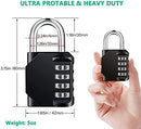 HOMIEST 2 Pack Combination Lock 4 Digit Outdoor Waterproof Padlock for School Gym Locker, Sports Locker, Fence, Toolbox, Gate, Case, Hasp Storage (Black)