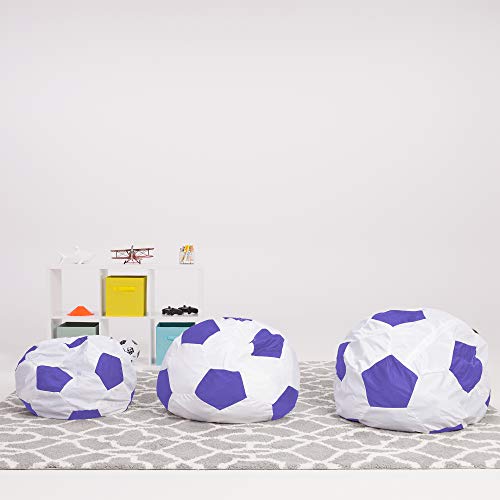 Posh Beanbags Bean Bag Chair, Large-38in, Sports Soccer Ball Purple and White
