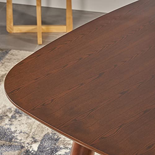 Bass Mid Century Modern Square Faux Wood Dining Table, Walnut Finish