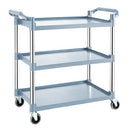 3 Tier Utility Service Cart Restaurant Rolling Cart Kitchen Push Cart Food Serving Trolley Cart with Wheels, Large Shelf Storage Trolley Heavy Duty Catering Cart for Bar Salon Warehouse Office