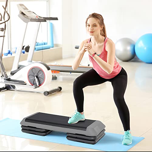 ZENY 43'' Exercise Aerobic Step Platform Adjustable Fitness Stepper with 4 Detachable Risers Fitness Workout Stepper for Home Gym Cardio Strength & Training