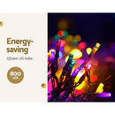 Jingle Jollys Christmas Lights Multi Colour LED Icicle Light, Outdoor Decorations, 20m Long 800 Bulbs Water Resistant for Home Indoor Wedding Party Festival Decor
