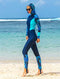 Full Body Scuba Rash Guard Dive Skin UV Swimwear Sport Skins for Men Women, Long Sleeve One Piece Front Zipper Diving Wetsuit for Surfing Swimming Snorkeling Canoeing