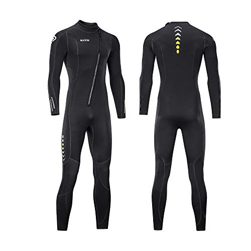 ZCCO 3mm Neoprene Wetsuits, Front Zip Full Body Men and Women Diving Suit, one Piece for Snorkeling, Scuba Diving Swimming, Surfing