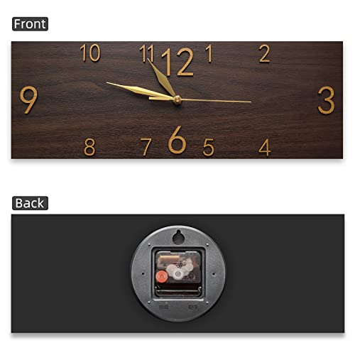 KOLYMAX Rustic Wall Clock Silent Non-Ticking, Frameless Art Wall Clocks Farmhouse Wall Décor，Rectangle Handmade Clocks Decorative for Home Living Room Kitchen Office, Battery Operated