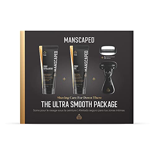 MANSCAPED™ The Ultra Smooth Package, Male Hygiene Shaving Bundle, Includes The Crop Shaver™ Groin Razor with Replacement Blades, Crop Gel™ Ball Shaving Gel, and Crop Exfoliator™ Ball Exfoliator