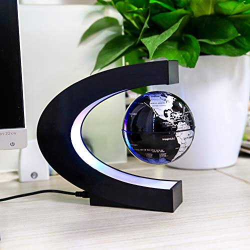 MOKOQI Magnetic Levitating Globe with LED Light, Cool Tech Gift for Men Father Boys, Birthday Gifts for Kids, Floating Globes World Desk Gadget Decor in Office Home/Display Frame Stand