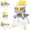 Baby High Chair, Timkos 8 in 1 Convertible Highchair Booster Seat, Building Block Table, Toddler Chair with 5-Point Safety Harness, Removable Tray, Soft PU Cushion (for 7-36 Months Babies)