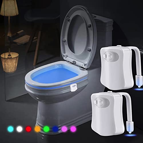 [2Pack] Toilet Bowl Light with Motion Sensor Activated, 8 Colors Toilet Night Light,for Bathroom,Washroom, Idea Night Light for Dad Teen Boy Kids Men Women